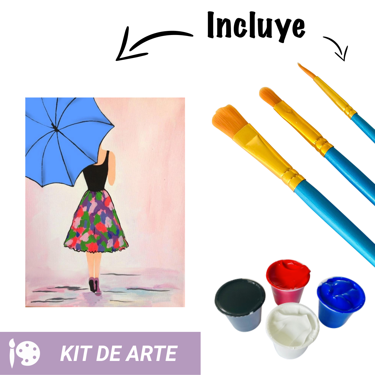 Kit de Arte: Mujer con Sombrilla
